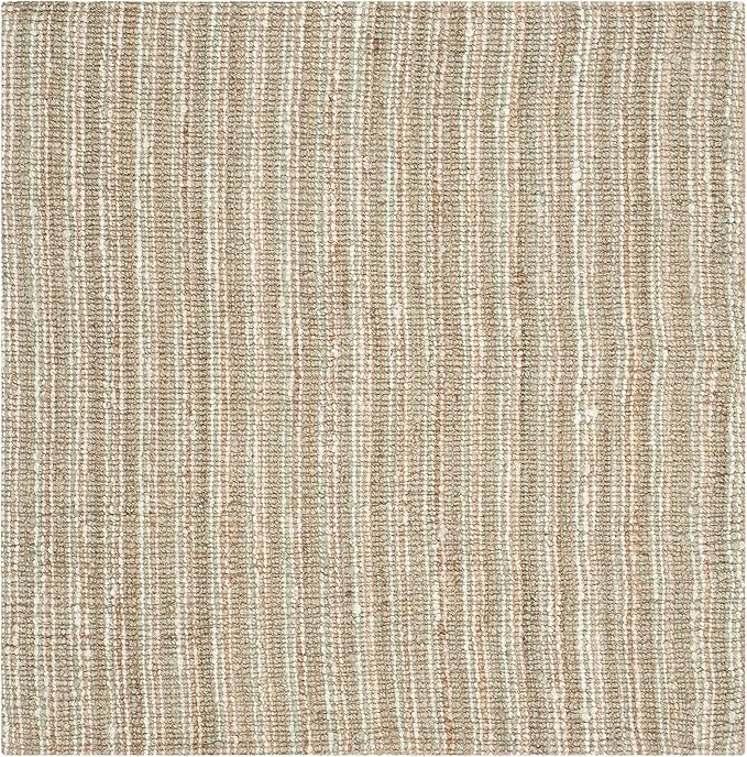 SAFAVIEH Area Rug 8' Square - Natural Fiber Collection - Natural & Ivory, Handmade Jute, Farmhouse Style, Chunky Textured Thick Pile (NF447N)