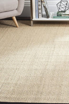 SAFAVIEH Area Rug 6x8 - Natural Fiber Collection - Maize & Black, Sisal, Woven Design with Border (NF141A)