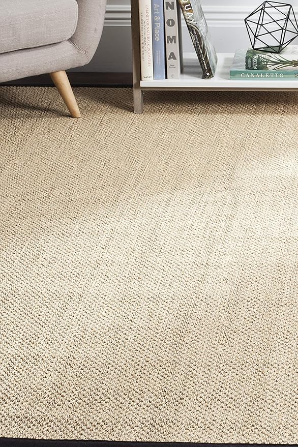 SAFAVIEH Area Rug 6x8 - Natural Fiber Collection - Maize & Black, Sisal, Woven Design with Border (NF141A)