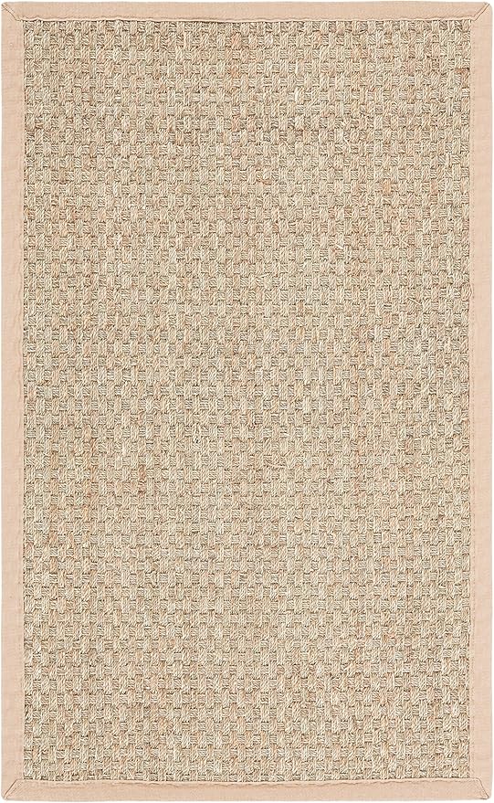 SAFAVIEH Area Rug 3x5 - Natural Fiber Collection - Natural & Beige, Seagrass, Basketweave Pattern with Border (NF114A)