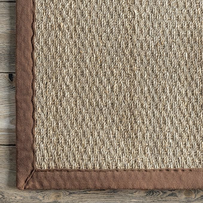 Nuloom Elijah Brown/Natural, 4' x 6', Basketweave, Seagrass, Soft and Textured, High Traffic, Stain Resistant, Easy Clean, Durable Area Rug for Bedroom, Living Room, Dining, Den, Foyer, Entryway