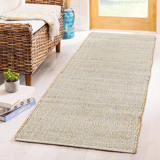 Savi Home Jute Cotton Handwoven Runner Rug 24"x72" - Natural Fiber Rustic Farmhouse Runner Rug - Vintage Boho Decor for Bedroom, Dining Room, Hallway & Office