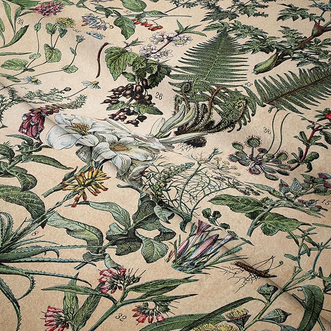 Vintage Flowers Tapestry 48”x36”, Long Vertical Wall Hanging Reference Illustrative Botanical Tapestries for Bedroom Aesthetic Floral Tapistry Botanical Plants Tapestry Wall Hanging Cute Bedroom Decor