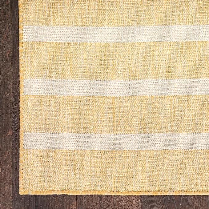 Nourison Home Positano Yellow Ivory 6' x 9' Area Rug - Easy Clean, Non Shedding, Bed Room, Living Room, Dining Room, Kitchen (6' x 9')