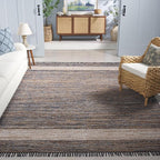 SAFAVIEH Area Rug 8x10 - Cape Cod Collection - Large - Navy & Beige, Handmade Denim & Jute, Ideal for Living Room, Bedroom, Office, Dining Space (CAP153N)