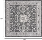 Rugs.com Outdoor Aztec Collection Rug – 10 Ft Square Charcoal Gray Flatweave Rug Perfect for Living Rooms, Kitchens, Entryways