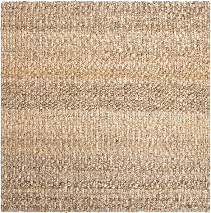SAFAVIEH Natural Fiber Collection Area Rug - 5' Square, Natural, Handmade Farmhouse Jute, Ideal for High Traffic Areas in Living Room, Bedroom (NF732A)