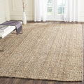 SAFAVIEH Natural Fiber Collection Area Rug - 7'6" x 9'6", Natural Brown, Handmade Jute, Farmhouse Style, Chunky Textured Thick Pile (NF447A)