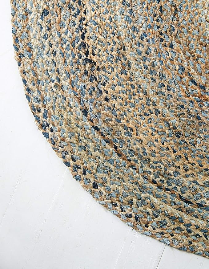 Unique Loom Braided Chindi Collection Casual Modern Natural Round Rug (6' 3 x 6' 3)