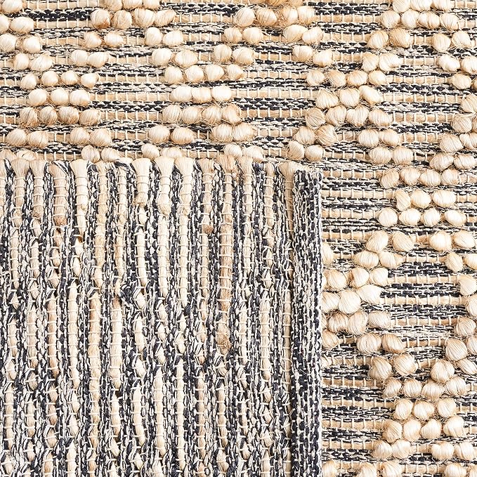 SAFAVIEH Natural Fiber Collection Area Rug - 5' x 8', Natural & Black, Flat Weave Farmhouse Geometric Jute Design, Ideal for High Traffic Areas in Living Room, Bedroom (NF382A)