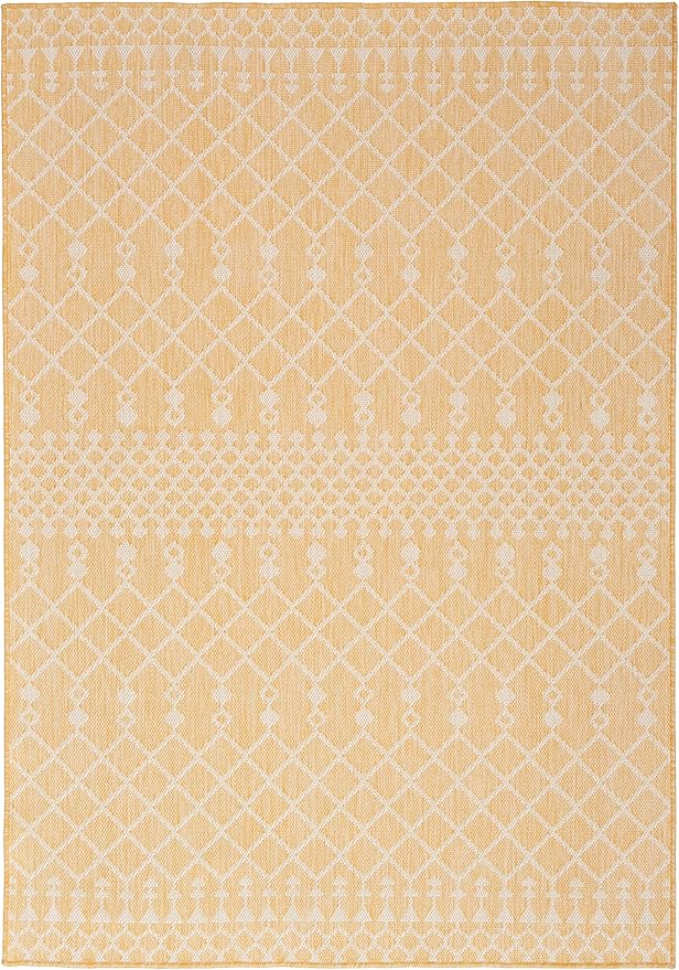 Nourison Home Positano Yellow 6' x 9' Area Rug - Easy Clean, Non Shedding, Bed Room, Living Room, Dining Room, Kitchen (6' x 9')