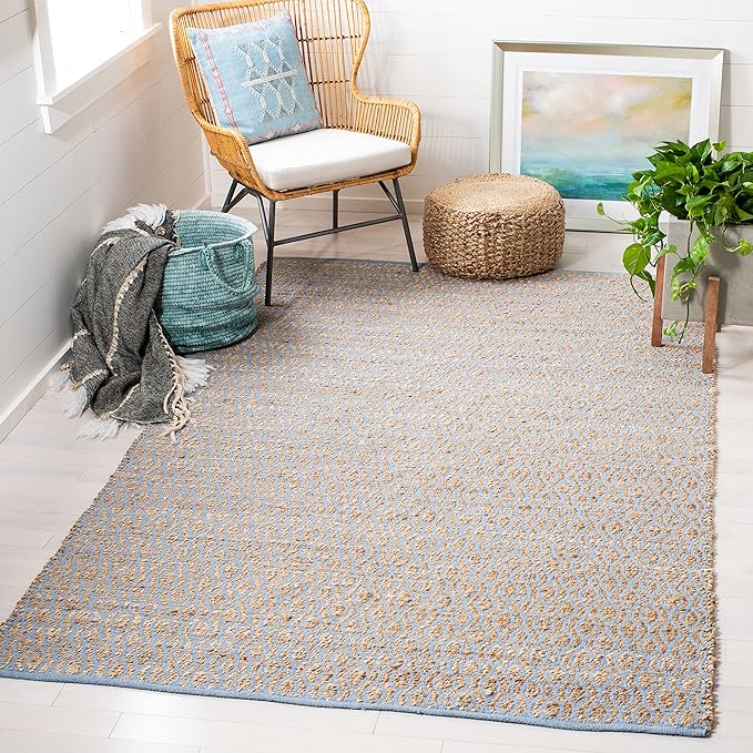SAFAVIEH Cape Cod Collection 6' x 9' Silver / Natural CAP821J Handmade Flatweave Jute Area Rug