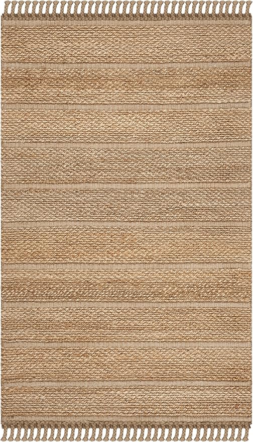 SAFAVIEH Natural Fiber Collection Accent Rug - 3' x 5', Natural & Light Grey, Handmade Tassel Jute, Ideal for High Traffic Areas in Entryway, Living Room, Bedroom (NF550A)