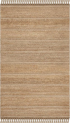SAFAVIEH Natural Fiber Collection Accent Rug - 3' x 5', Natural & Light Grey, Handmade Tassel Jute, Ideal for High Traffic Areas in Entryway, Living Room, Bedroom (NF550A)
