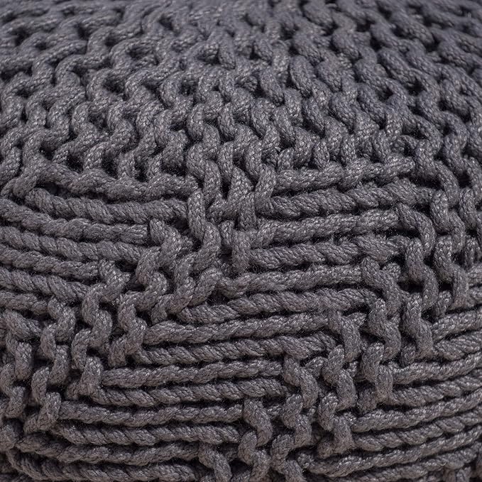 Christopher Knight Home Aria Outdoor Fabric Weave Pouf, Dark Grey
