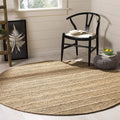 SAFAVIEH Natural Fiber Collection Area Rug - 6' Round, Natural & Light Grey, Handmade Tassel Jute, Ideal for High Traffic Areas in Living Room, Bedroom (NF550A)