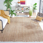 SAFAVIEH Natural Fiber Collection X-Large Area Rug - 11' x 15', Natural, Handmade Woven Fringe Jute, Ideal for High Traffic Areas in Living Room, Bedroom (NF809A)