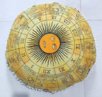 INDIAN CRAFT CASTLE 24" Yellow Zodiac Mandala Barmeri Large Floor Pillow Cover Cushion Meditation Seating Ottoman Throw Cover Hippie Decorative Zipped Bohemian Pouf Ottoman Pom Pom Cases 24" Round