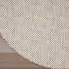 Nourison Home Courtyard Ivory Silver 5' x Round Area Rug - Easy Clean, Non Shedding, Bed Room, Living Room, Dining Room, Kitchen (5' x Round)