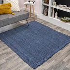 JONATHAN Y Pata Hand Woven Chunky Jute Navy 9x9 Square Indoor Area Rug, Bohemian, Rustic, Cottage, Easy-Cleaning for Living Room, Bedroom, Kitchen, Non-Shedding (NRF102D-9SQ)