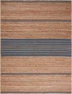 SAFAVIEH Natural Fiber Collection Area Rug - 6' x 9', Natural & Grey, Handmade Stripe Boho Farmhouse Rustic Braided Jute, Ideal for High Traffic Areas in Living Room, Bedroom (NFB262F)