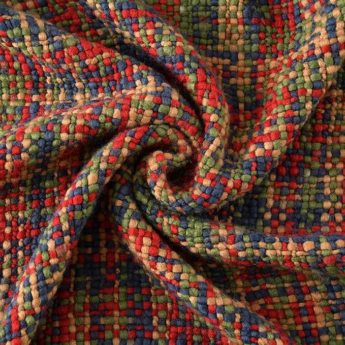 Soft Neon Color Knit Throw Blanket with Tassels, Cozy Boho Home Decro Throw for Sofa Couch Chair Bed, 50X60 Inch, Machine Washable, Red Color Scheme