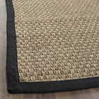 SAFAVIEH Natural Fiber Collection Runner Rug - 2'6" x 14', Natural & Black, Seagrass, Basketweave Pattern with Border (NF114C)