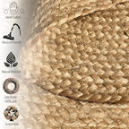 Chardin home Hand Woven Natural Jute Braided Area Rug – 6x9 Feet Oval | Vintage Boho Reversible Rug for Living Room, Bedroom, Dining Area, Entryway | Farmhouse Natural Fiber Floor Covering