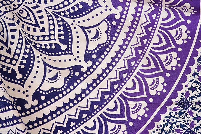 ANJANIYA Ombre Wall Hanging Bohemian Tapestry, Metallic Wall Art Bedspread, Psychedelic Hippie Mandala Dorm Décor for Hanging, Bedding, Beach Coverlet Curtain, Purple Blue, 54"X60"