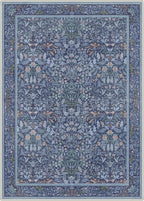 GENIMO Washable Rugs 5x7 for Living Room, Non Slip Vintage Floral Area Rug, Low Pile Lightweight Indoor Rug for Bedroom, Dining Room, Home Office, Blue