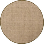 SAFAVIEH Area Rug 4' Round - Natural Fiber Collection - Natural & Olive Green, Seagrass, Basketweave Pattern with Border (NF114G)