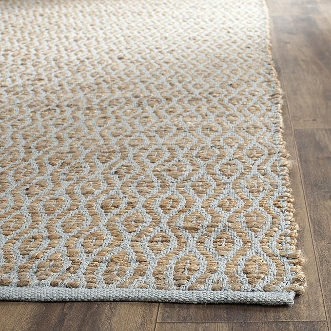 SAFAVIEH Cape Cod Collection 6' x 9' Silver / Natural CAP821J Handmade Flatweave Jute Area Rug