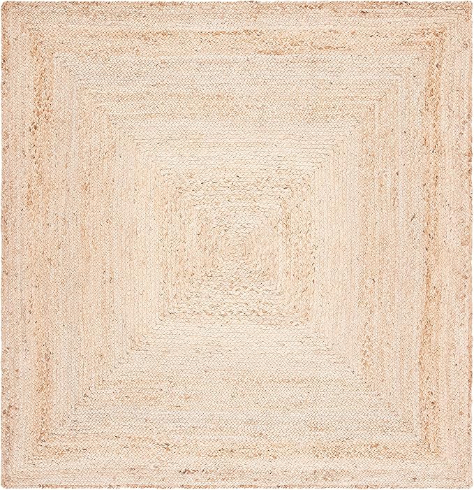 SAFAVIEH Area Rug 5' Square - Cape Cod Collection- Natural Brown, Handmade Braided Flat Weave Jute (CAP252A)