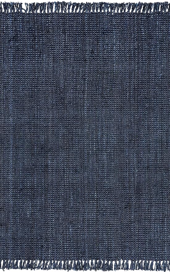 Nuloom Daniela Navy, 3' x 5', Handmade, Jute, Tassel, Soft and Textured, High Traffic, Stain Resistant, Easy Clean, Durable Area Rug for Bedroom, Living Room, Dining Space, Foyer, Entryway