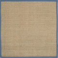 SAFAVIEH Area Rug 4' Square - Natural Fiber Collection - Natural & Navy, Seagrass, Basketweave Pattern with Border (NF114T)