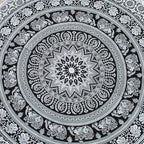 Round Beach Tapestry Turquoise Mandala Throw/Boho Hippie Beach Blanket Roundie/Indian Cotton Bohemian Large Round Table Cloth-Home Decor/Yoga Mat Meditation Picnic Rug (42", Black And WHite)