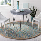 SAFAVIEH Natural Fiber Collection 6' Round Turquoise NF266C Handmade Boho Diamond Tassel Jute Area Rug