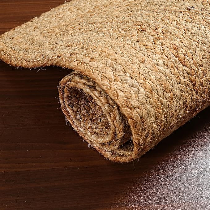Savi Home Hand Woven Jute Braided Rug, 2'x3' - Natural, Reversible Boho Entry Area Rugs for Kitchen, Living Room, Farmhouse Indoor Outdoor Decorative Floor Rug, 24x36 Inches