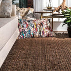 Nuloom Daniela Chocolate, 4' x 6', Handmade, Jute, Tassel, Soft and Textured, High Traffic, Stain Resistant, Easy Clean, Durable Area Rug for Bedroom, Living Room, Dining Space, Foyer, Entryway