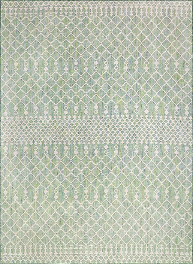 Nourison Home Positano Blue Green 8' x 10' Area Rug - Easy Clean, Non Shedding, Bed Room, Living Room, Dining Room, Kitchen (8' x 10')