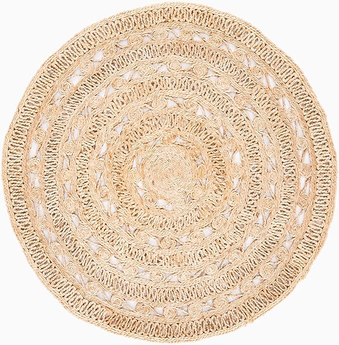 SAFAVIEH Natural Fiber Round Collection 4' Round Natural NF169A Handmade Boho Charm Farmhouse Jute Area Rug