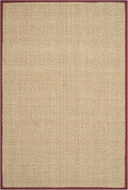 SAFAVIEH Area Rug 5x8 - Natural Fiber Collection - Natural & Red, Seagrass, Basketweave Pattern with Border (NF114D)