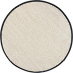 SAFAVIEH Area Rug 4' Round - Natural Fiber Collection - Marble & Black, Sisal, Woven Design with Border (NF143A)