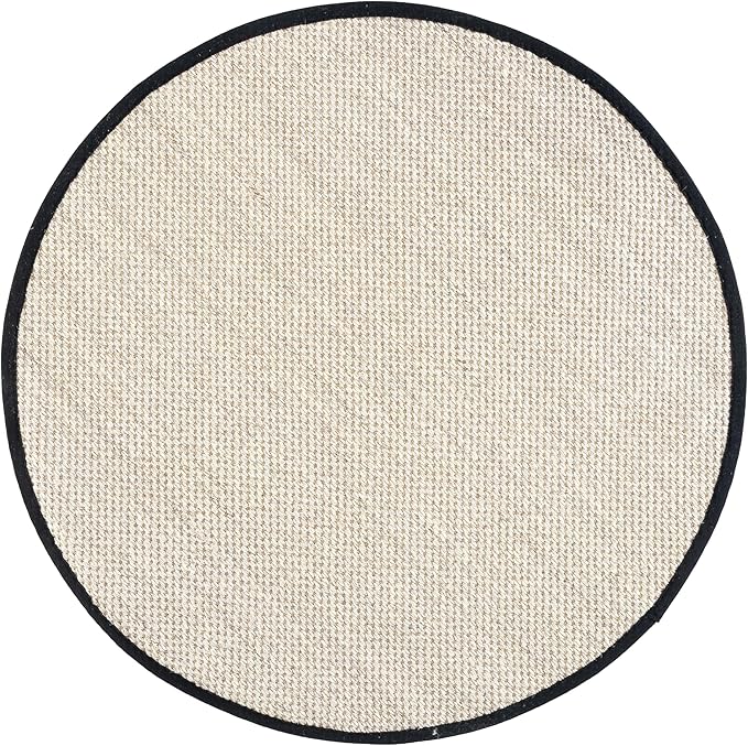 SAFAVIEH Area Rug 4' Round - Natural Fiber Collection - Marble & Black, Sisal, Woven Design with Border (NF143A)