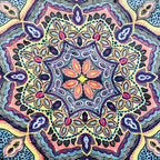 Boho Floral Fleece Throw Blanket: Mandala Bohemian Botanical Paisley Damask Velvety Soft, Bright Purple Pink Yellow White Durable Plush Accent for Bed or Couch, 50" x 70"