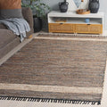 SAFAVIEH Cape Cod Collection Accent Rug - 4' x 6', Navy & Beige, Handmade Denim & Jute, Ideal for The Living Room, Dining, Bedroom (CAP153N)