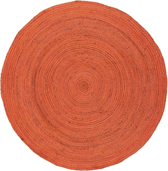 SAFAVIEH Natural Fiber Collection Area Rug - 6' Round, Rust, Handmade Jute, Ideal for High Traffic Areas in Living Room, Bedroom (NFB901P)