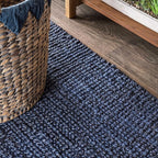 JONATHAN Y Pata Hand Woven Chunky Jute Navy Runner Rug, 2x20, Bohemian, Rustic, Cottage, Easy-Cleaning for Living Room, Bedroom, Kitchen, Non-Shedding (NRF102D-220)