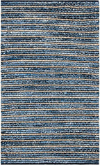 SAFAVIEH Cape Cod Collection Area Rug - 5' x 8', Blue & Natural, Handmade Flat Weave Braided Jute & Cotton, Ideal for High Traffic Areas in Living Room, Bedroom (CAP363A)