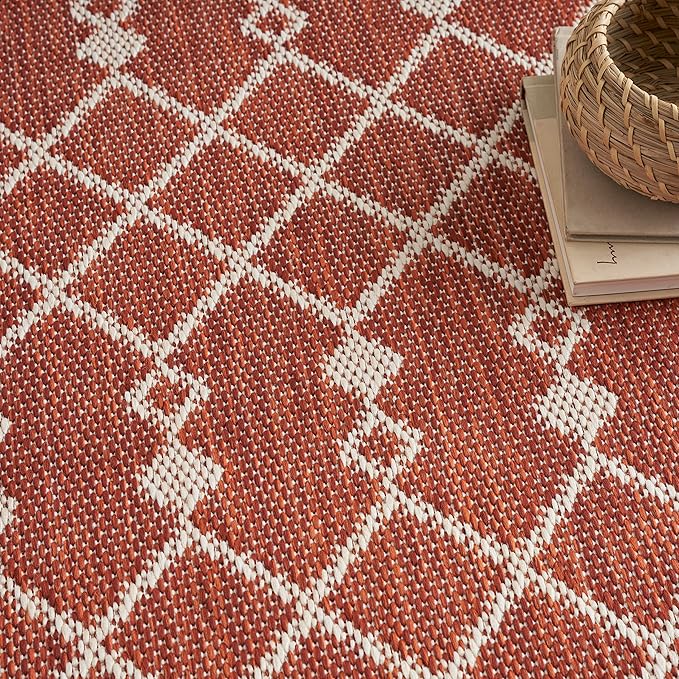 Nourison Home Positano Terracotta 5' x 7' Area Rug - Easy Clean, Non Shedding, Bed Room, Living Room, Dining Room, Kitchen (5' x 7')
